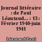 Journal littéraire : de Paul Léautaud... : 13 : Février 1940-juin 1941