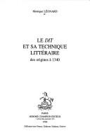 Le Dit et sa technique littéraire : des origines à 1340