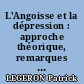 L'Angoisse et la dépression : approche théorique, remarques cliniques et thérapeutiques à partir de trente cas...
