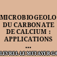 MICROBIOGEOLOGIE DU CARBONATE DE CALCIUM : APPLICATIONS INDUSTRIELLES, IMPLICATIONS GEOLOGIQUES