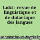 Lidil : revue de linguistique et de didactique des langues