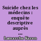 Suicide chez les médecins : enquête descriptive auprès des psychiatres de Loire-Atlantique