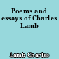Poems and essays of Charles Lamb