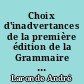 Choix d'inadvertances de la première édition de la Grammaire de l'Académie française