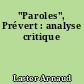 "Paroles", Prévert : analyse critique