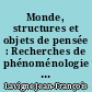 Monde, structures et objets de pensée : Recherches de phénoménologie en hommage à Jacques English