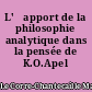 L'	apport de la philosophie analytique dans la pensée de K.O.Apel