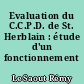 Evaluation du C.C.P.D. de St. Herblain : étude d'un fonctionnement