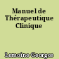 Manuel de Thérapeutique Clinique