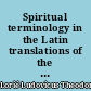 Spiritual terminology in the Latin translations of the "Vita Antonii"