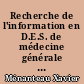 Recherche de l'information en D.E.S. de médecine générale à Nantes : quels sites et documents ? : essai de mise en place d'un catalogue nantais
