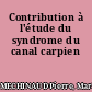 Contribution à l'étude du syndrome du canal carpien