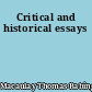 Critical and historical essays