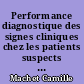 Performance diagnostique des signes cliniques chez les patients suspects de méningite