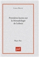 Premières leçons sur la "Monadologie" de Leibniz