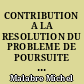 CONTRIBUTION A LA RESOLUTION DU PROBLEME DE POURSUITE DE MODELE