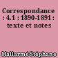Correspondance : 4.1 : 1890-1891 : texte et notes