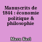 Manuscrits de 1844 : économie politique & philosophie