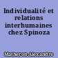 Individualité et relations interhumaines chez Spinoza