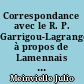 Correspondance avec le R. P. Garrigou-Lagrange à propos de Lamennais et Maritain