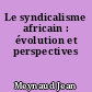 Le syndicalisme africain : évolution et perspectives