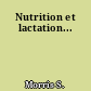 Nutrition et lactation...