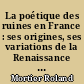 La poétique des ruines en France : ses origines, ses variations de la Renaissance à Victor Hugo