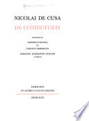 Nicolai de Cusa opera omnia : Volumen III : De coniecturis