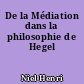 De la Médiation dans la philosophie de Hegel