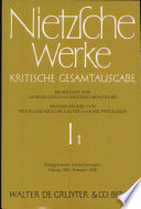 Nietzsche Werke : Kritische Gesamtausgabe : 1,1 : Nachgelassene Aufzeichnungen, Anfang 1852 - Sommer 1858
