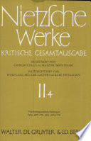 Nietzsche Werke : Kritische Gesamtausgabe : 2,4 : Vorlesungsaufzeichnungen : WS 1871/72-WS1874/75
