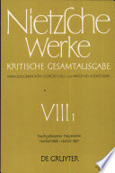 Nietzsche Werke : Kritische Gesamtausgabe : 7,3 : Nachgelassene Fragmente : Herbst 1884 bis Herbst 1885