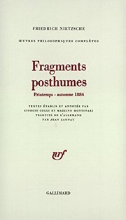 Oeuvres philosophiques complètes : X : Fragments posthumes : printemps-automne 1884