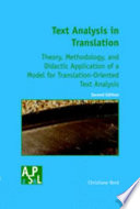 Text analysis in translation : theory, methodology, and didactic application of a model for translation-oriented text analysis