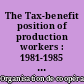 The Tax-benefit position of production workers : 1981-1985 : La Situation des ouvriers au regard de l'impôt et des transferts sociaux : = 1981-1985