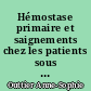Hémostase primaire et saignements chez les patients sous Extracorporeal Membrane Oxygenation (ECMO) au CHU de Rennes