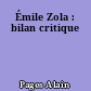 Émile Zola : bilan critique