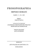 Prosopographia Imperii Romani, Saec. I, II, III : Pars V : Fasciculus 2 : [M-Mysticus]