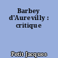 Barbey d'Aurevilly : critique