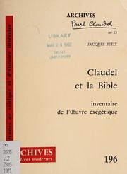 Claudel et la Bible : inventaire de l'oeuvre exégétique