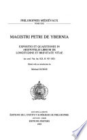 Magistri Petri de Ybernia Expositio et quaestiones in Aristotelis librum de longitudine et brevitate vitae (ex cod. Vat. lat. 825, ff. 92r-102r)