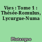 Vies : Tome 1 : Thésée-Romulus, Lycurgue-Numa