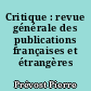 Critique : revue générale des publications françaises et étrangères