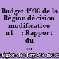 Budget 1996 de la Région décision modificative n1̊ : Rapport du Président du Conseil Régional