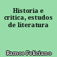 Historia e critica, estudos de literatura