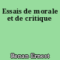 Essais de morale et de critique