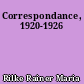Correspondance, 1920-1926