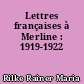 Lettres françaises à Merline : 1919-1922