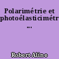 Polarimétrie et photoélasticimétrie ...