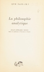 La Philosophie analytique